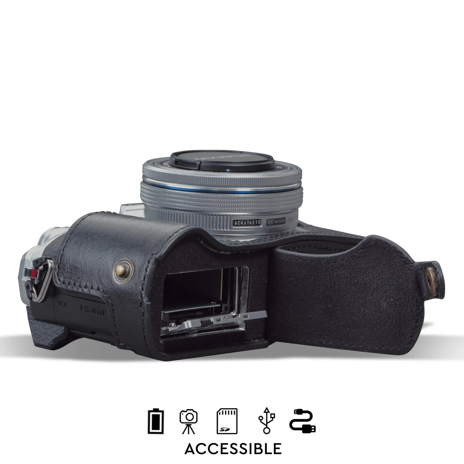MegaGear Olympus OM-D E-M10 Mark IV Ever Ready Genuine Leather Camera Half Case