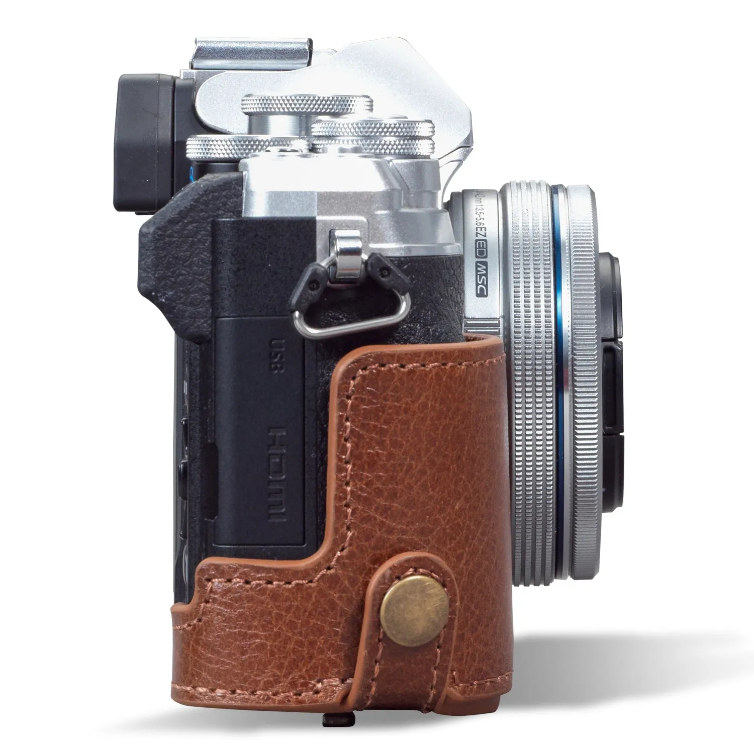 MegaGear Olympus OM-D E-M10 Mark IV Ever Ready Genuine Leather Camera Half Case