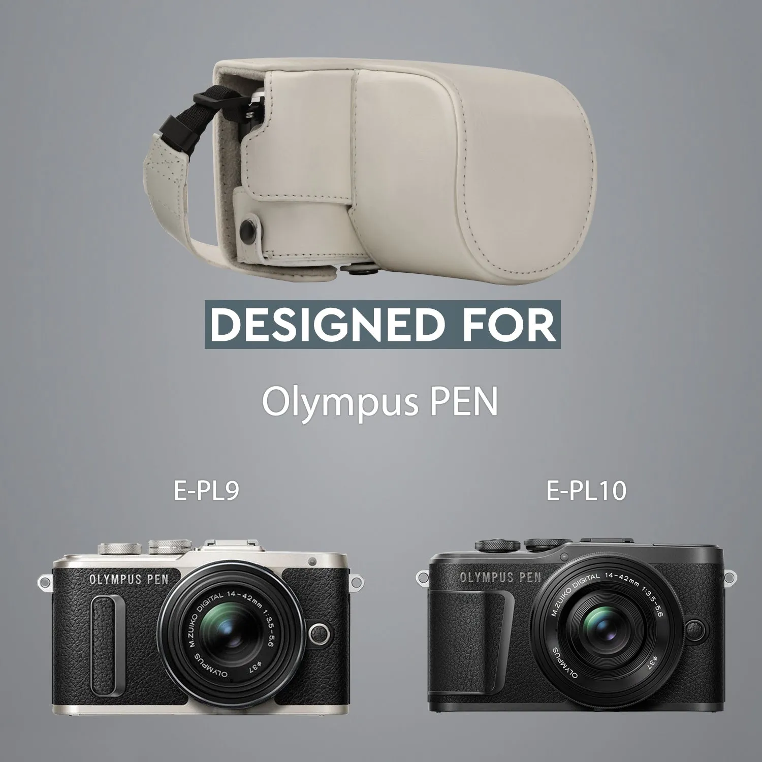 MegaGear Olympus PEN E-PL10, PEN E-PL9 (14-42mm) Ever Ready Leather Camera Case and Strap
