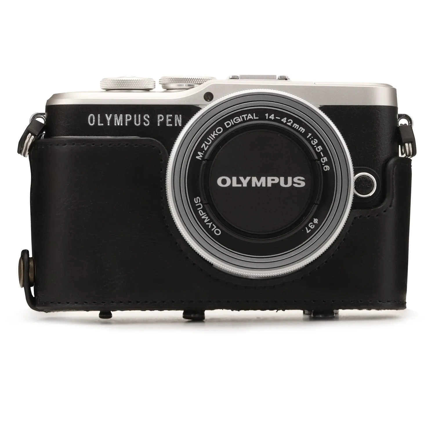 MegaGear Olympus PEN E-PL10, PEN E-PL9 (14-42mm) Ever Ready Leather Camera Case and Strap