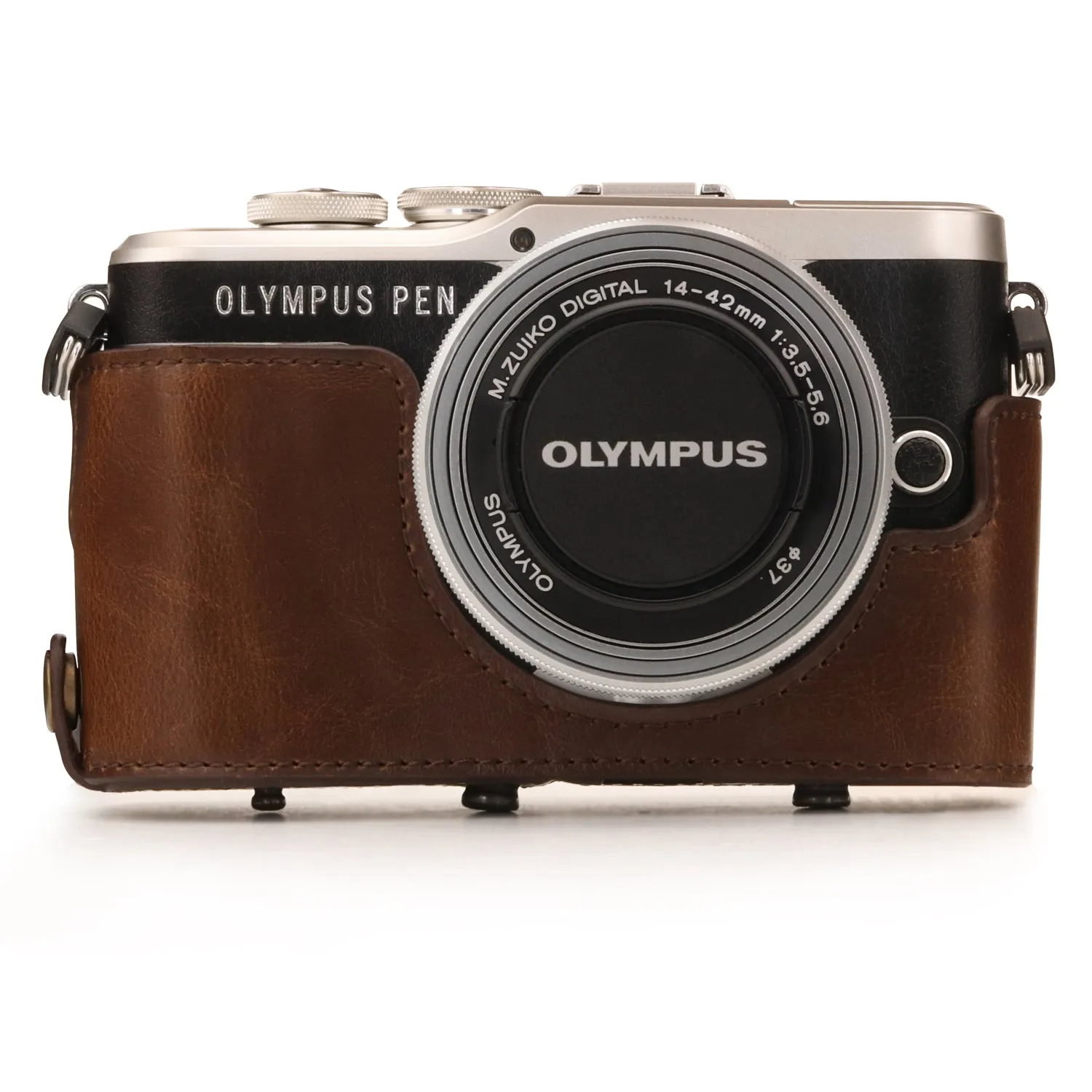 MegaGear Olympus PEN E-PL10, PEN E-PL9 (14-42mm) Ever Ready Leather Camera Case and Strap