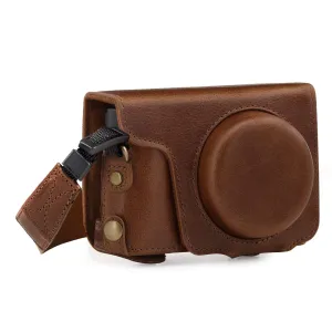 MegaGear Panasonic Lumix DC-ZS200, DC-TZ200, DMC-ZS100, DMC-TZ100 Ever Ready Top Grain Leather Camera Case and Strap