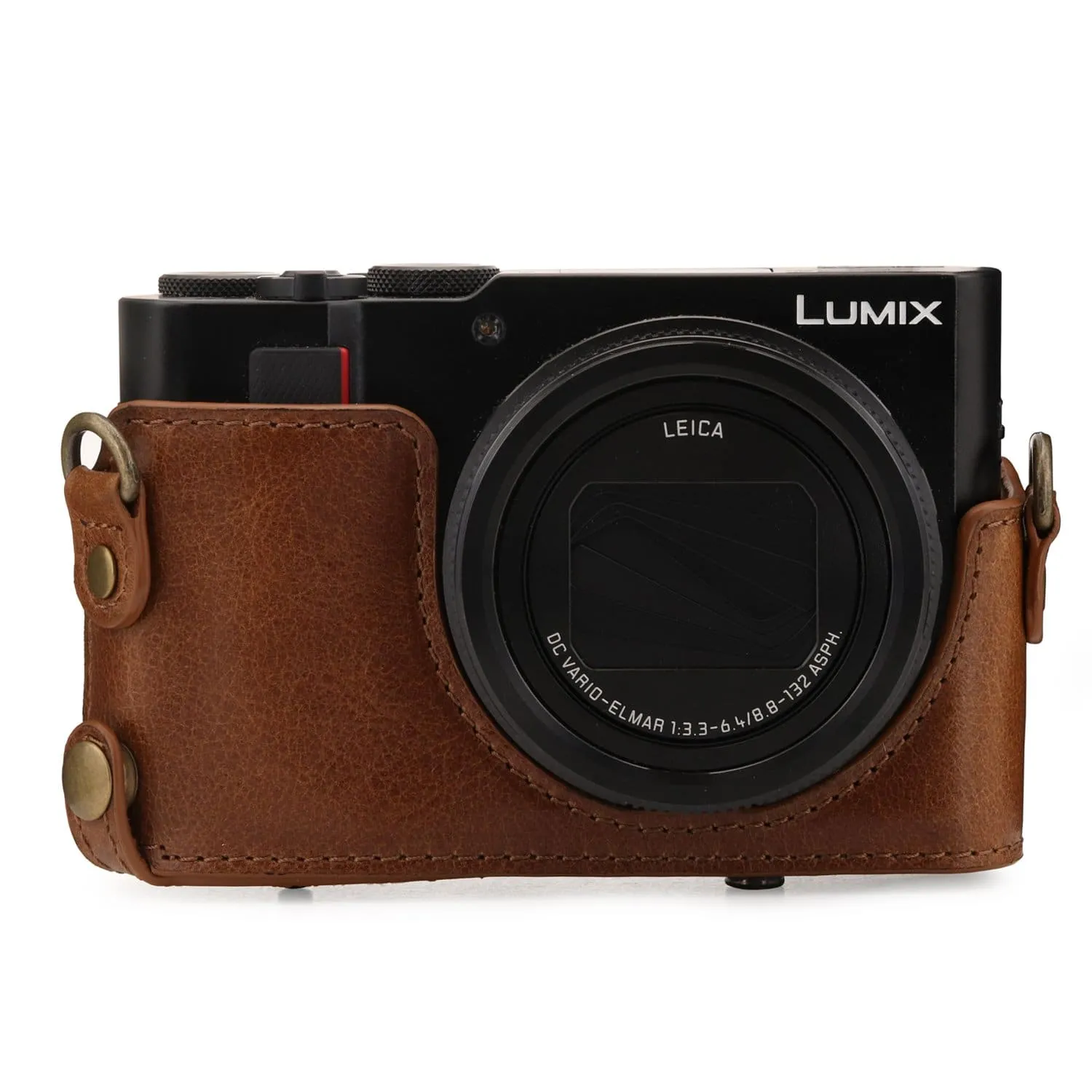 MegaGear Panasonic Lumix DC-ZS200, DC-TZ200, DMC-ZS100, DMC-TZ100 Ever Ready Top Grain Leather Camera Case and Strap