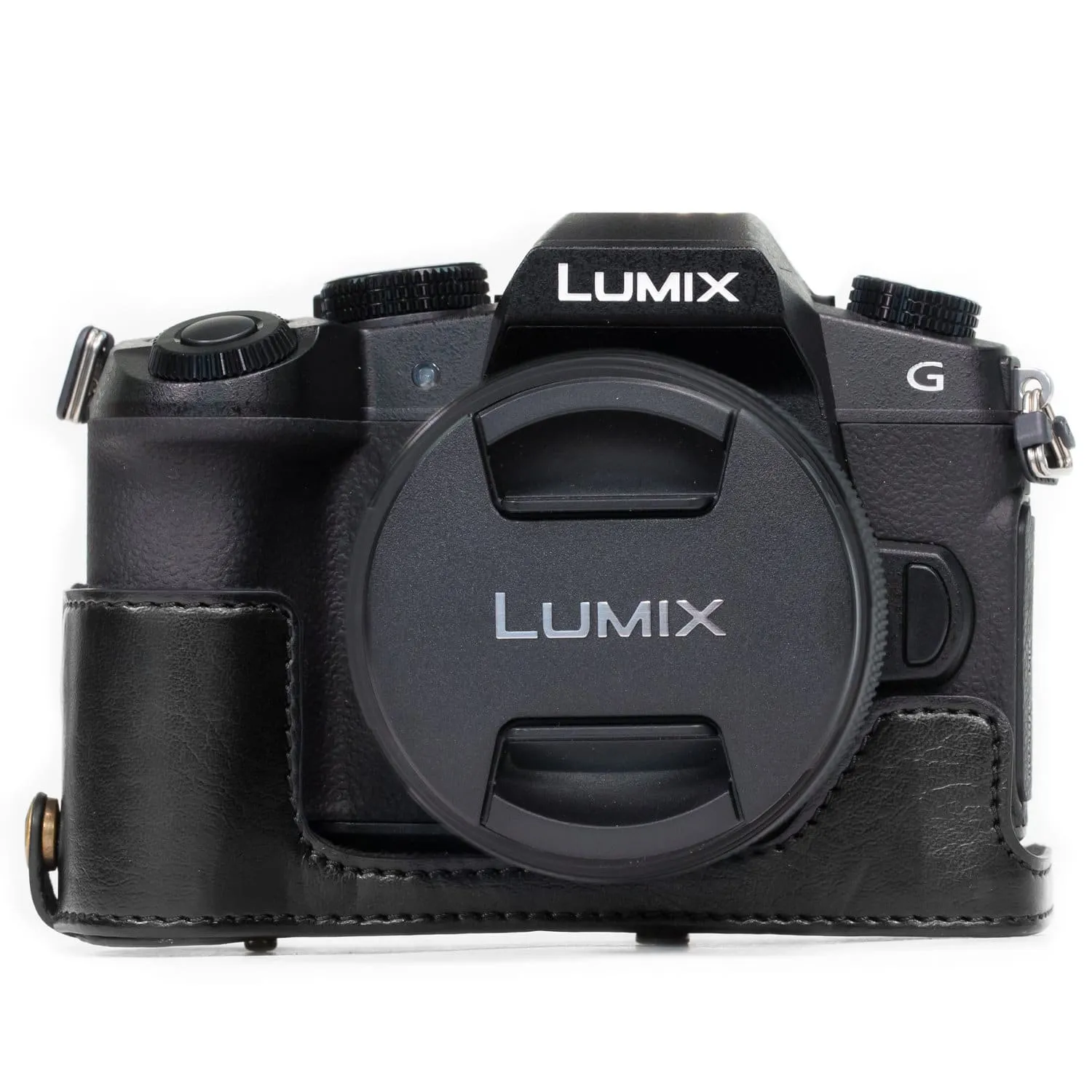 MegaGear Panasonic Lumix DMC-G85, G8, G80, G81 (12-60mm) Ever Ready Leather Camera Case and Strap