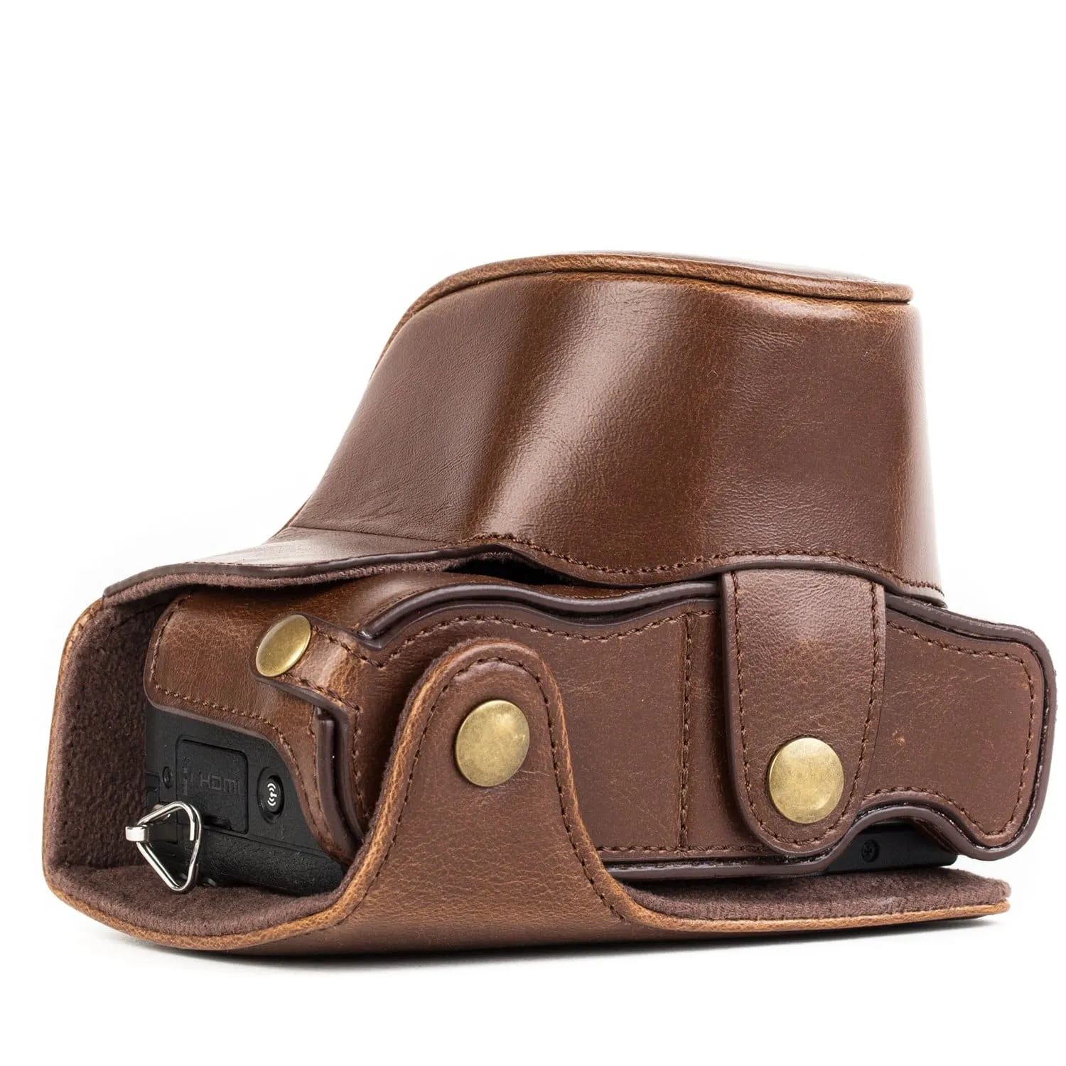 MegaGear Panasonic Lumix DMC-GX85, DMC-GX80 (12-32mm) Ever Ready Leather Camera Case and Strap