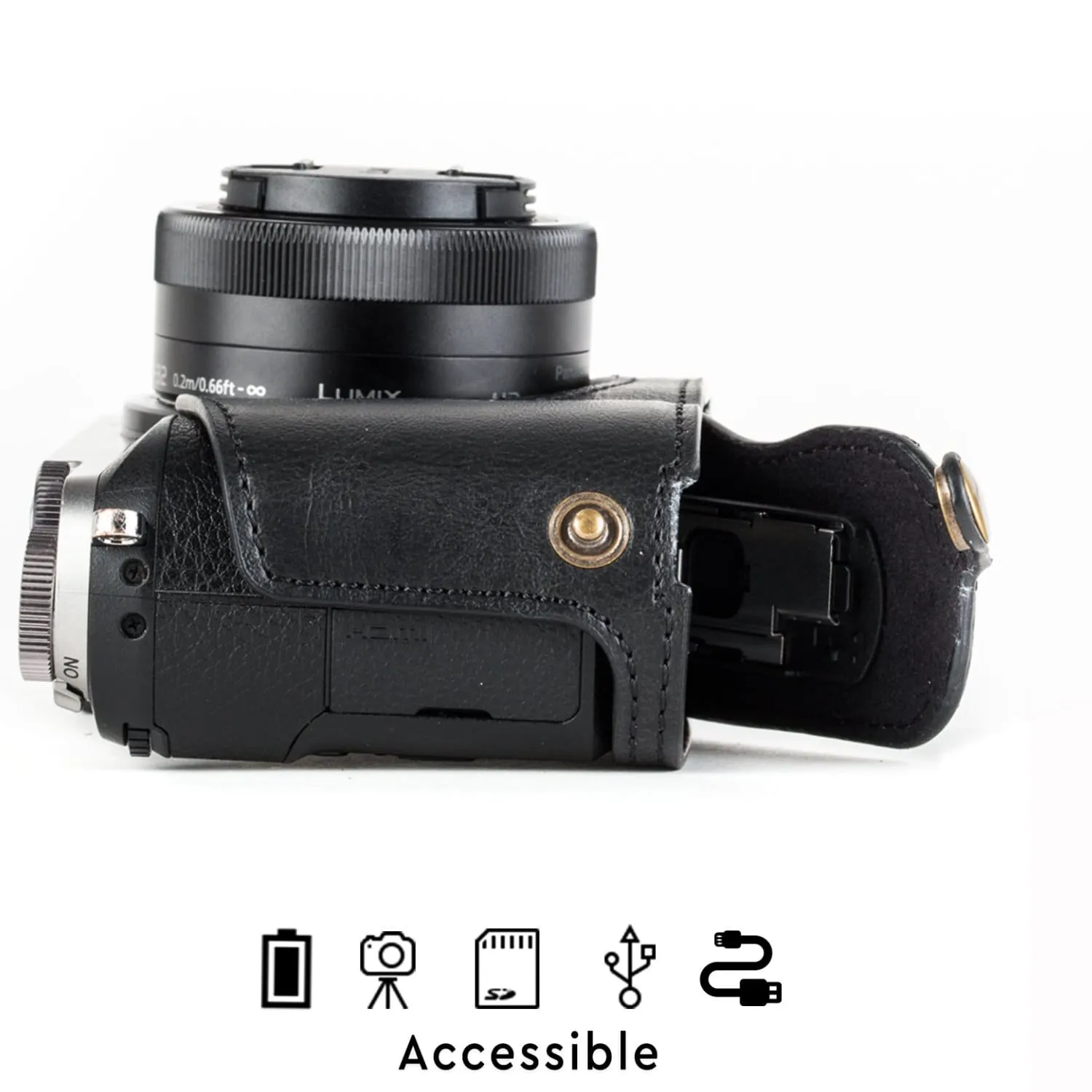 MegaGear Panasonic Lumix DMC-GX85, DMC-GX80 (12-32mm) Ever Ready Leather Camera Case and Strap