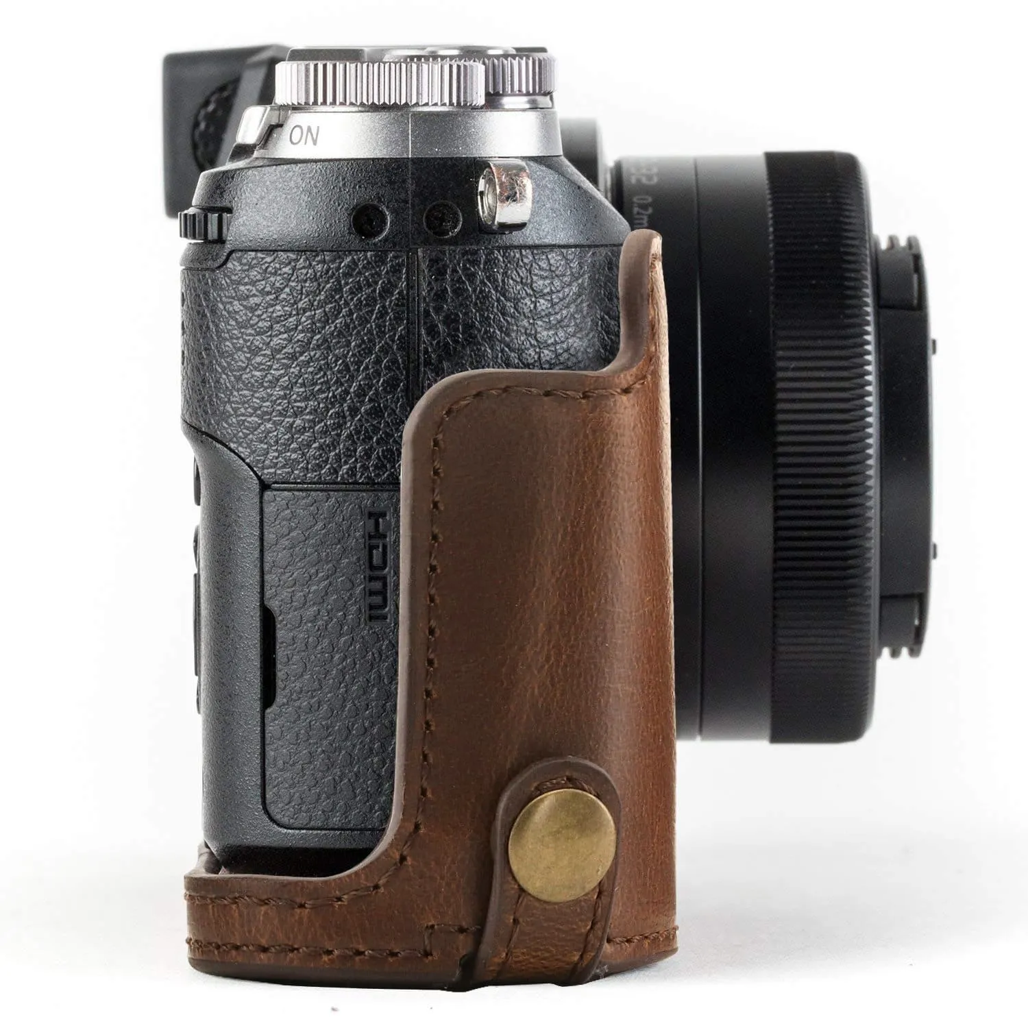 MegaGear Panasonic Lumix DMC-GX85, DMC-GX80 Ever Ready Leather Camera Half Case and Strap