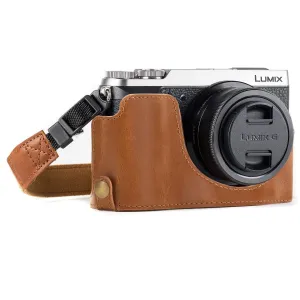 MegaGear Panasonic Lumix DMC-GX85, DMC-GX80 Ever Ready Leather Camera Half Case and Strap