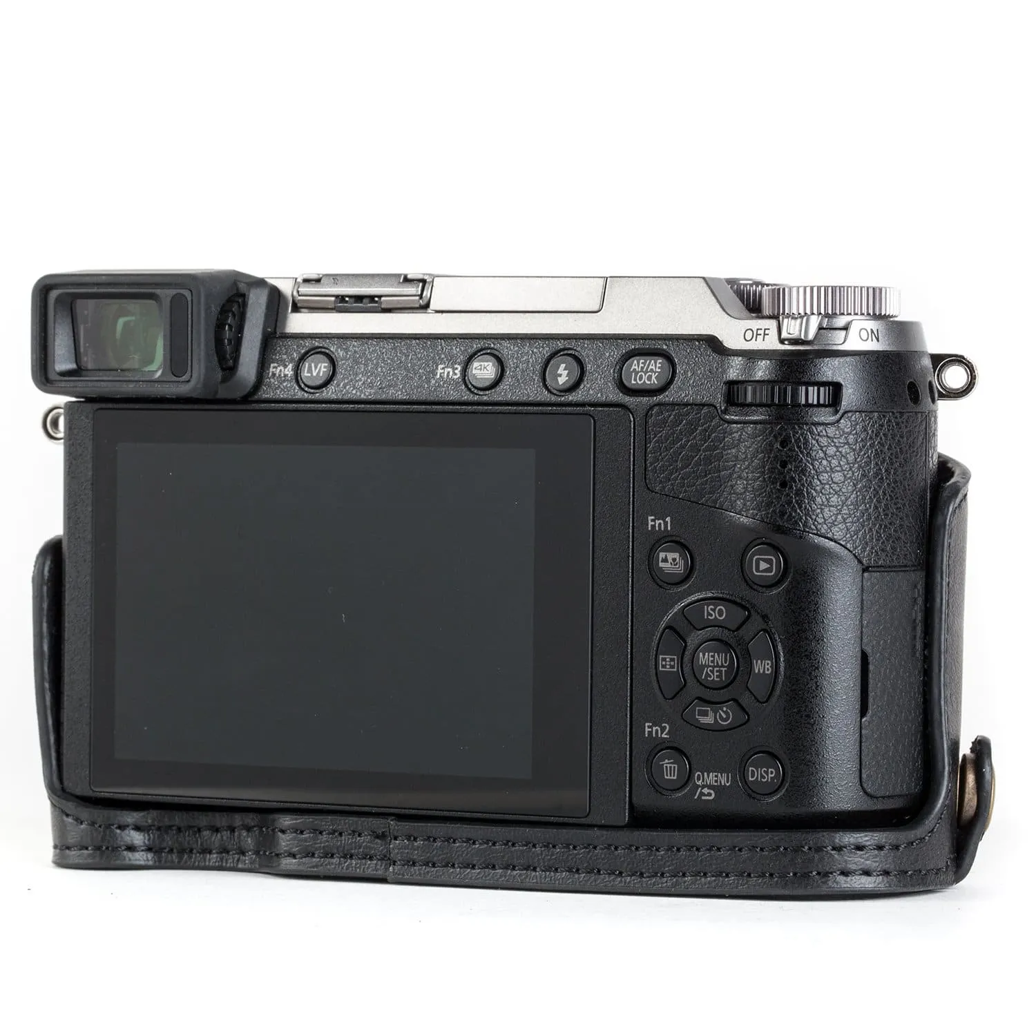 MegaGear Panasonic Lumix DMC-GX85, DMC-GX80 Ever Ready Leather Camera Half Case and Strap