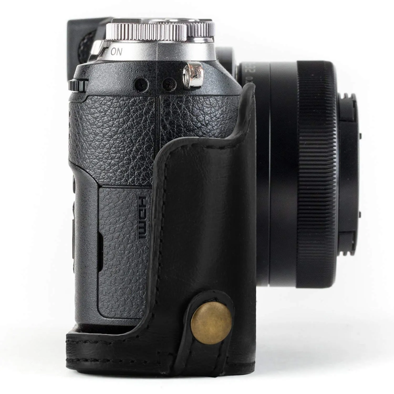 MegaGear Panasonic Lumix DMC-GX85, DMC-GX80 Ever Ready Leather Camera Half Case and Strap