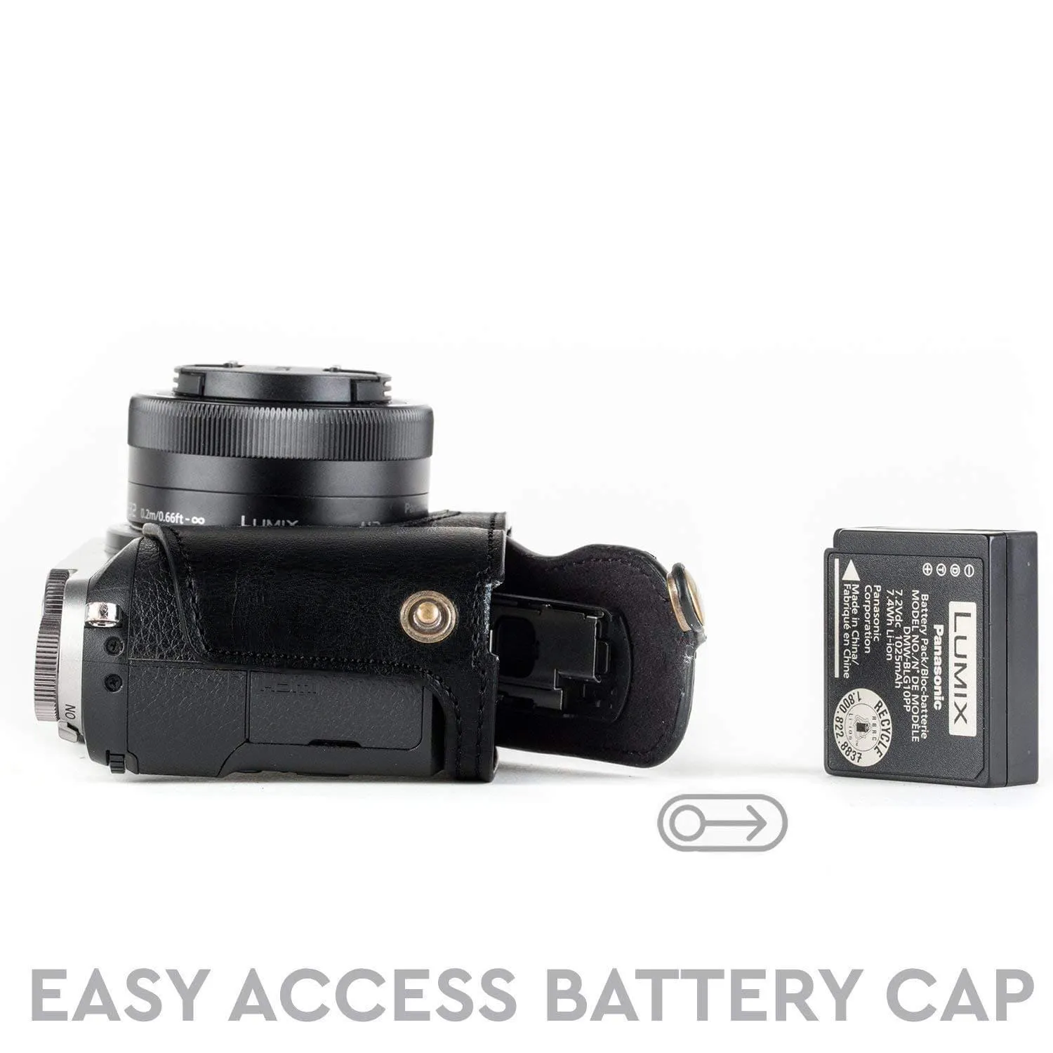 MegaGear Panasonic Lumix DMC-GX85, DMC-GX80 Ever Ready Leather Camera Half Case and Strap