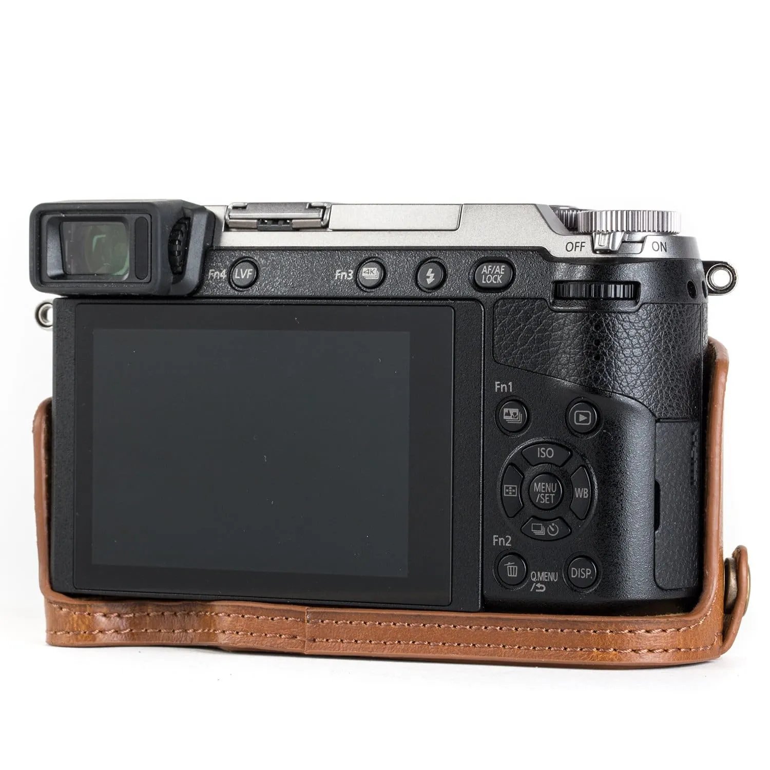MegaGear Panasonic Lumix DMC-GX85, DMC-GX80 Ever Ready Leather Camera Half Case and Strap