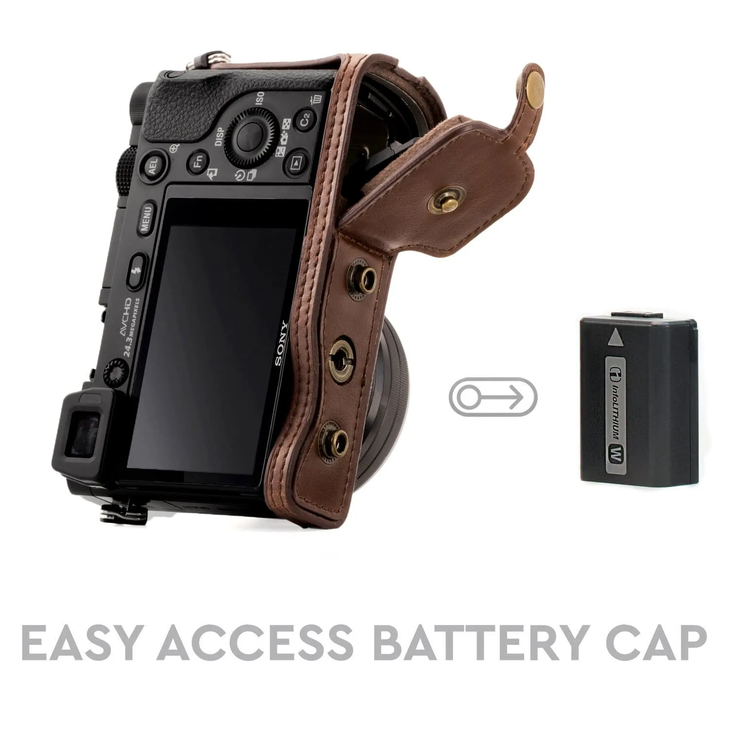MegaGear Sony Alpha A6300, A6000 (16-50 mm) Ever Ready Leather Camera Case and Strap