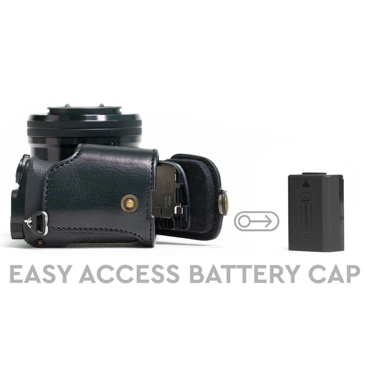 MegaGear Sony Alpha A6300, A6000 Ever Ready Leather Camera Half Case and Strap