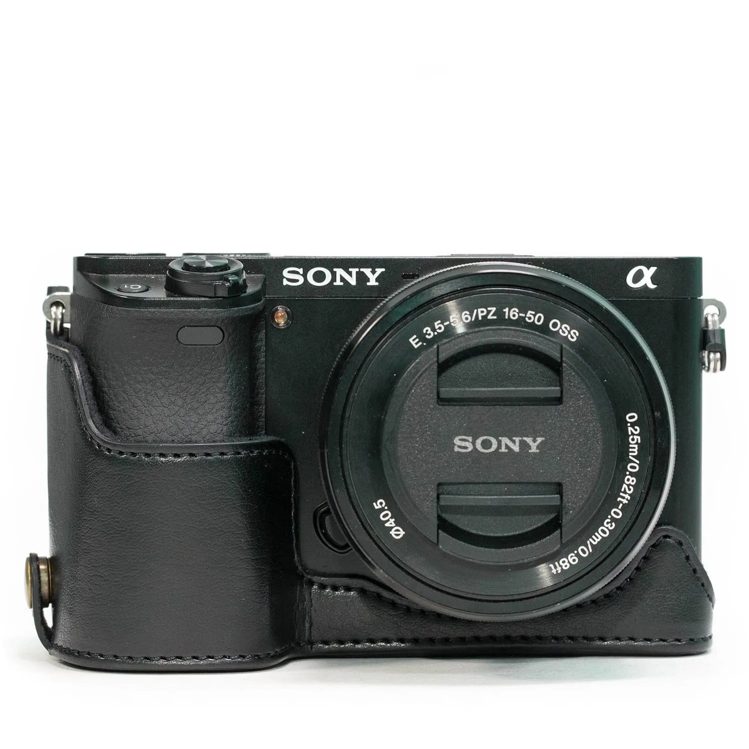 MegaGear Sony Alpha A6300, A6000 Ever Ready Leather Camera Half Case and Strap