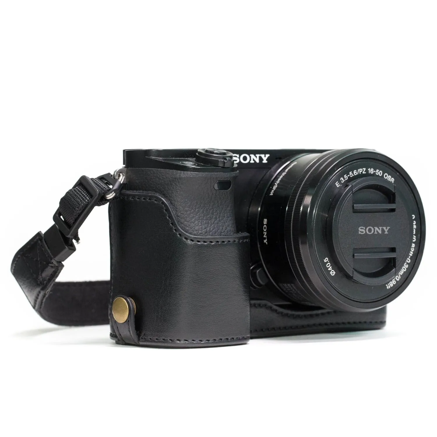 MegaGear Sony Alpha A6300, A6000 Ever Ready Leather Camera Half Case and Strap