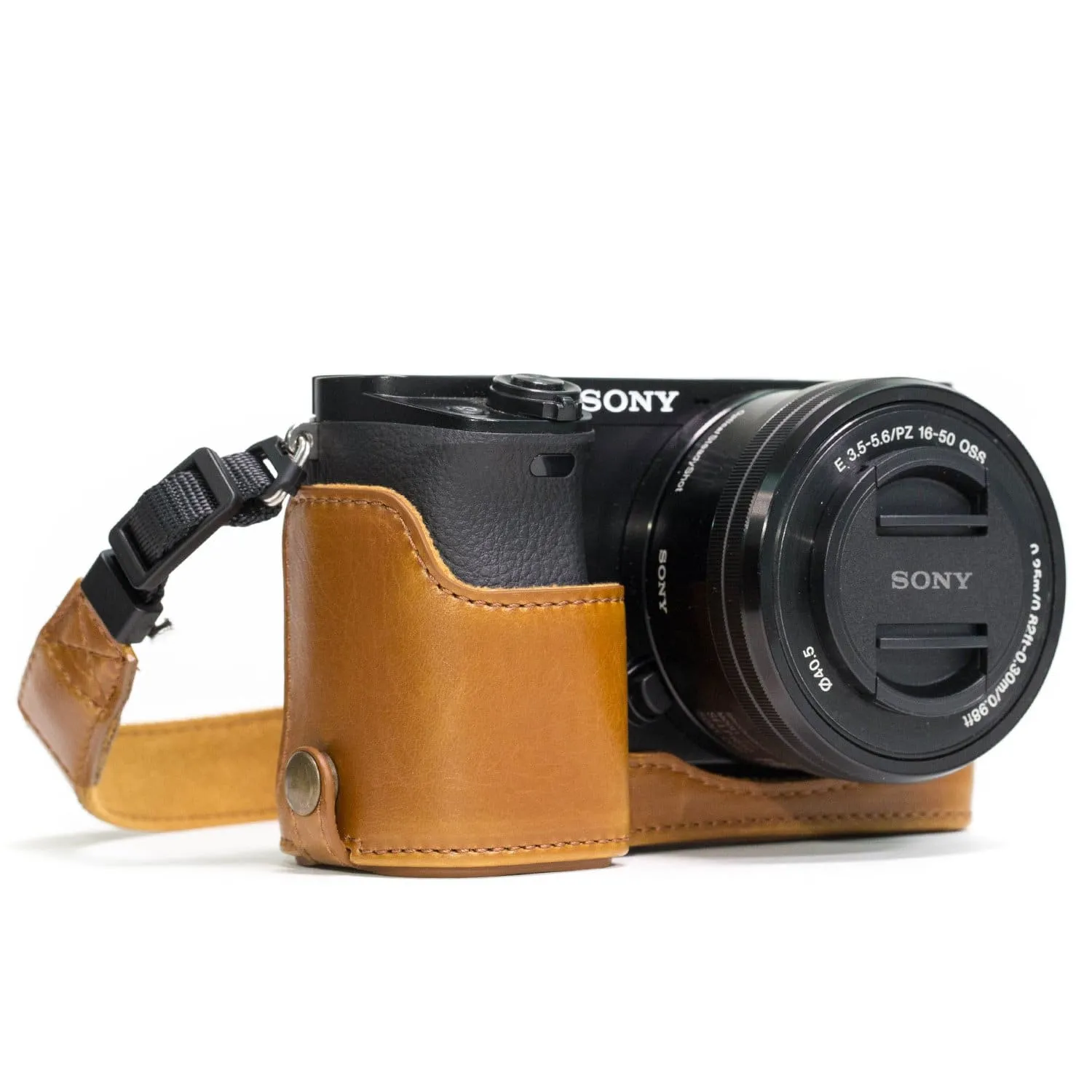 MegaGear Sony Alpha A6300, A6000 Ever Ready Leather Camera Half Case and Strap