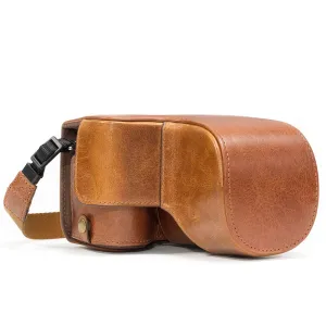 MegaGear Sony Alpha A6500 (up to 16-70mm) Ever Ready Top Grain Leather Camera Case and Strap