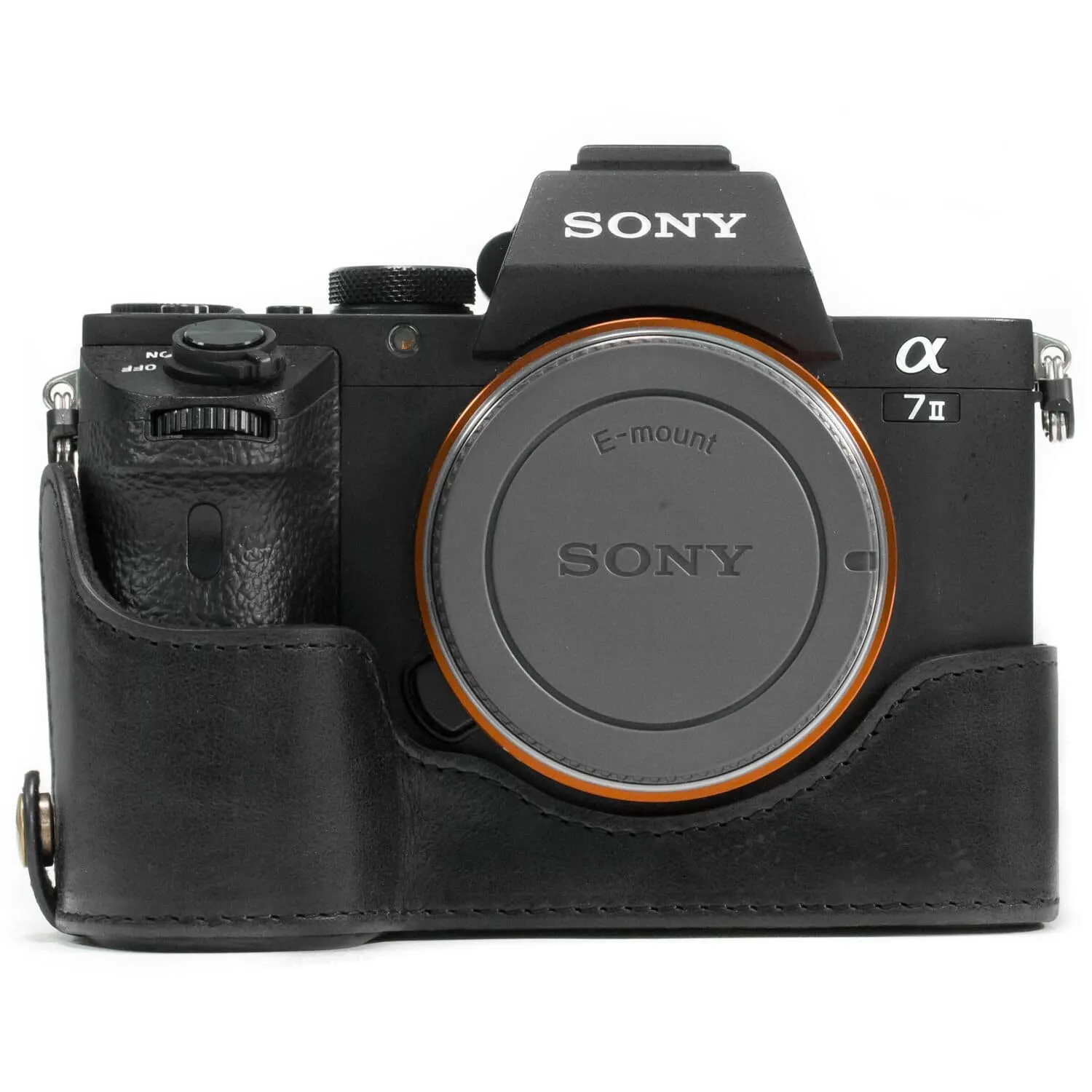 MegaGear Sony Alpha A7S II, A7R II, A7 II Ever Ready Top Grain Leather Camera Half Case and Strap