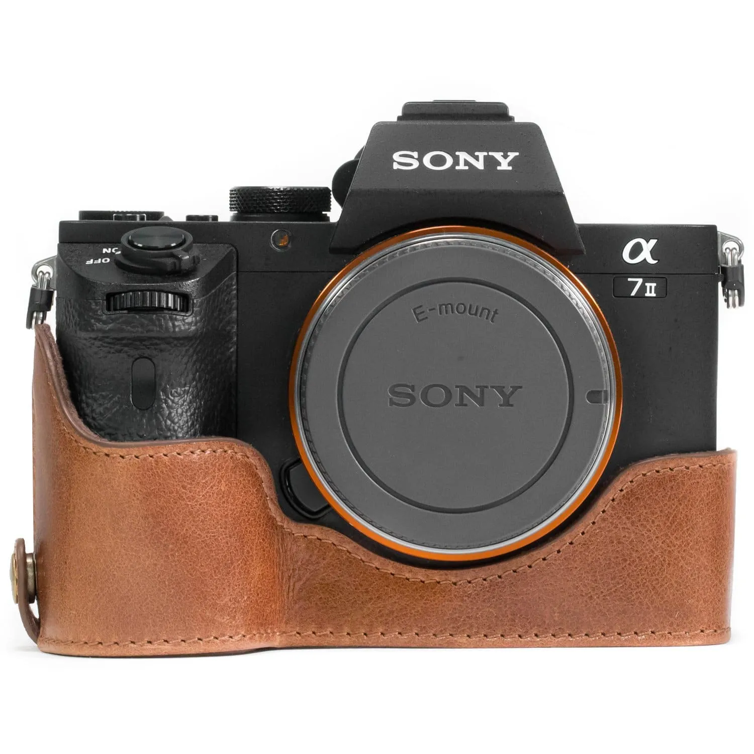 MegaGear Sony Alpha A7S II, A7R II, A7 II Ever Ready Top Grain Leather Camera Half Case and Strap