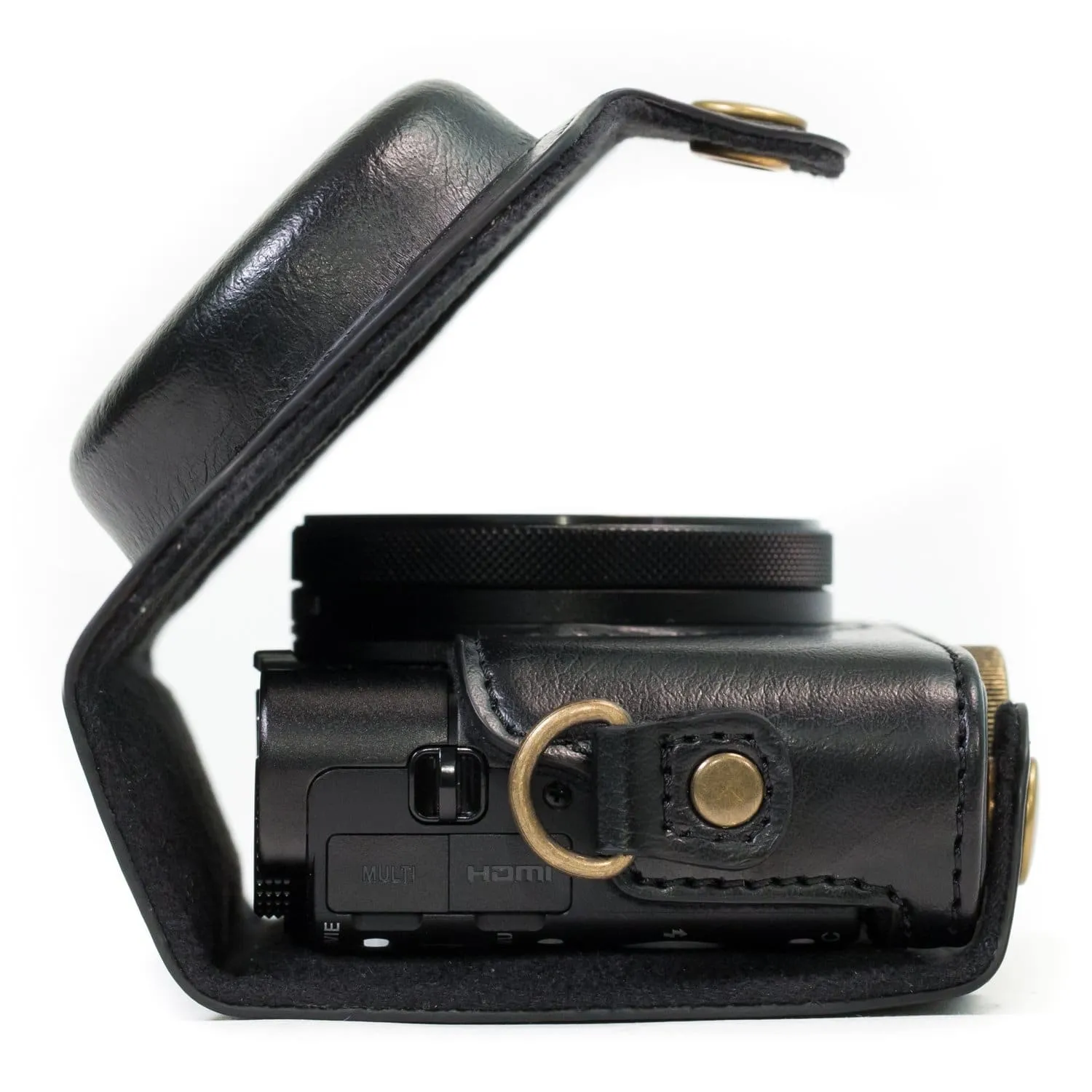 MegaGear Sony Cyber-shot DSC-RX100 VII, DSC-RX100 VI, DSC-RX100 V, DSC-RX100 IV Ever Ready Leather Camera Case with Strap
