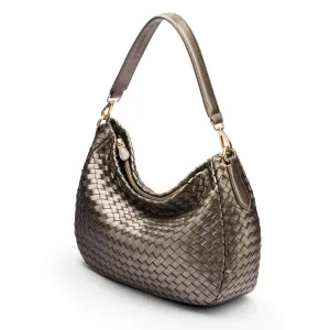 Melissa Slouchy Leather Woven Bag - Silver
