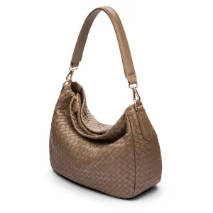 Melissa Slouchy Leather Woven Bag - Taupe