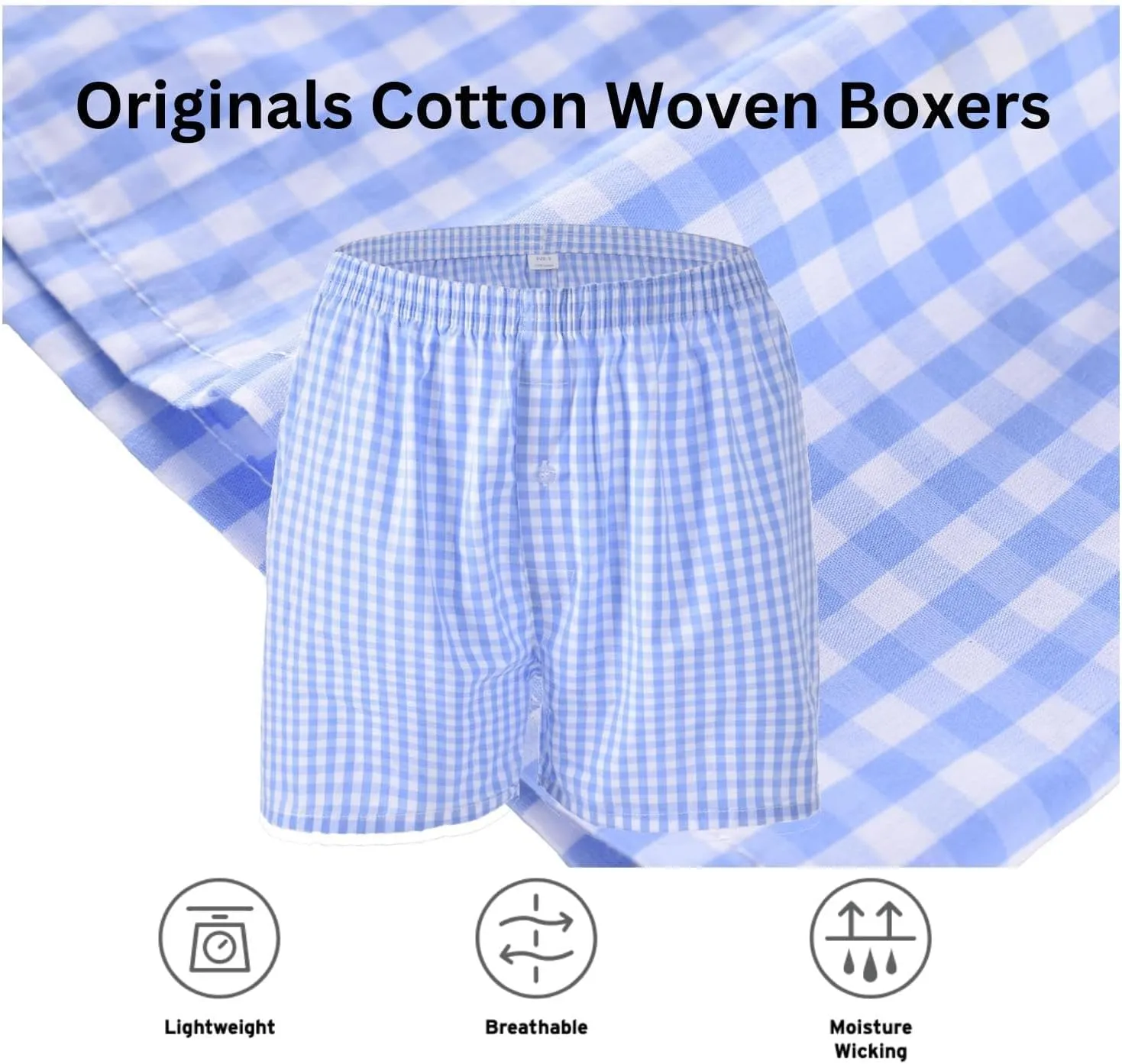 Mens Boxer Shorts for Men 100 Cotton Funny Sleep Short Inseam Woven Pattern Plaid Pajamas Multipacks