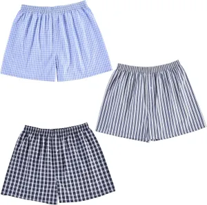 Mens Boxer Shorts for Men 100 Cotton Funny Sleep Short Inseam Woven Pattern Plaid Pajamas Multipacks