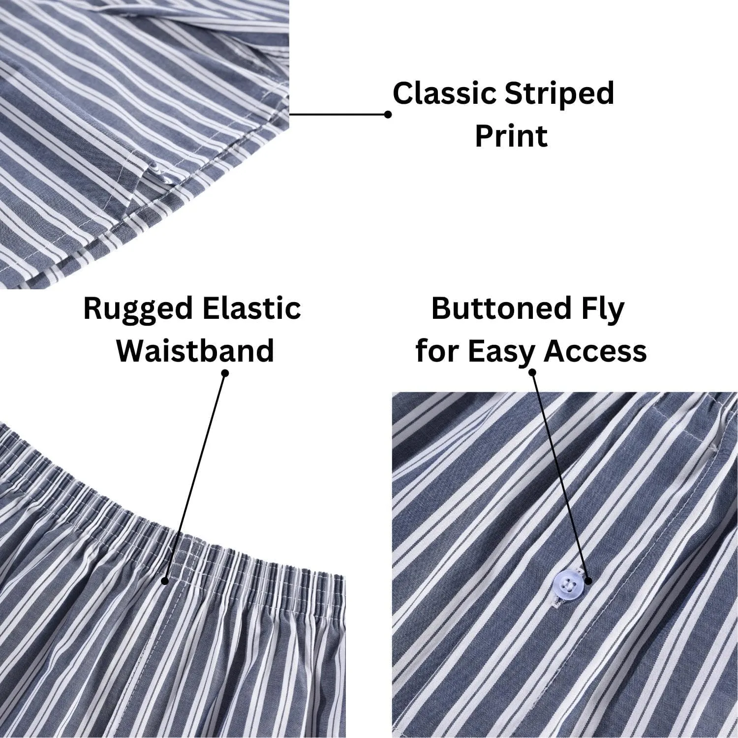 Mens Boxer Shorts for Men 100 Cotton Funny Sleep Short Inseam Woven Pattern Plaid Pajamas Multipacks