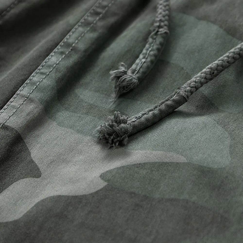 Men's Camouflage Tactical Cargo Shorts Summer Large Pockets Drawstring Cotton Hiking Shorts
