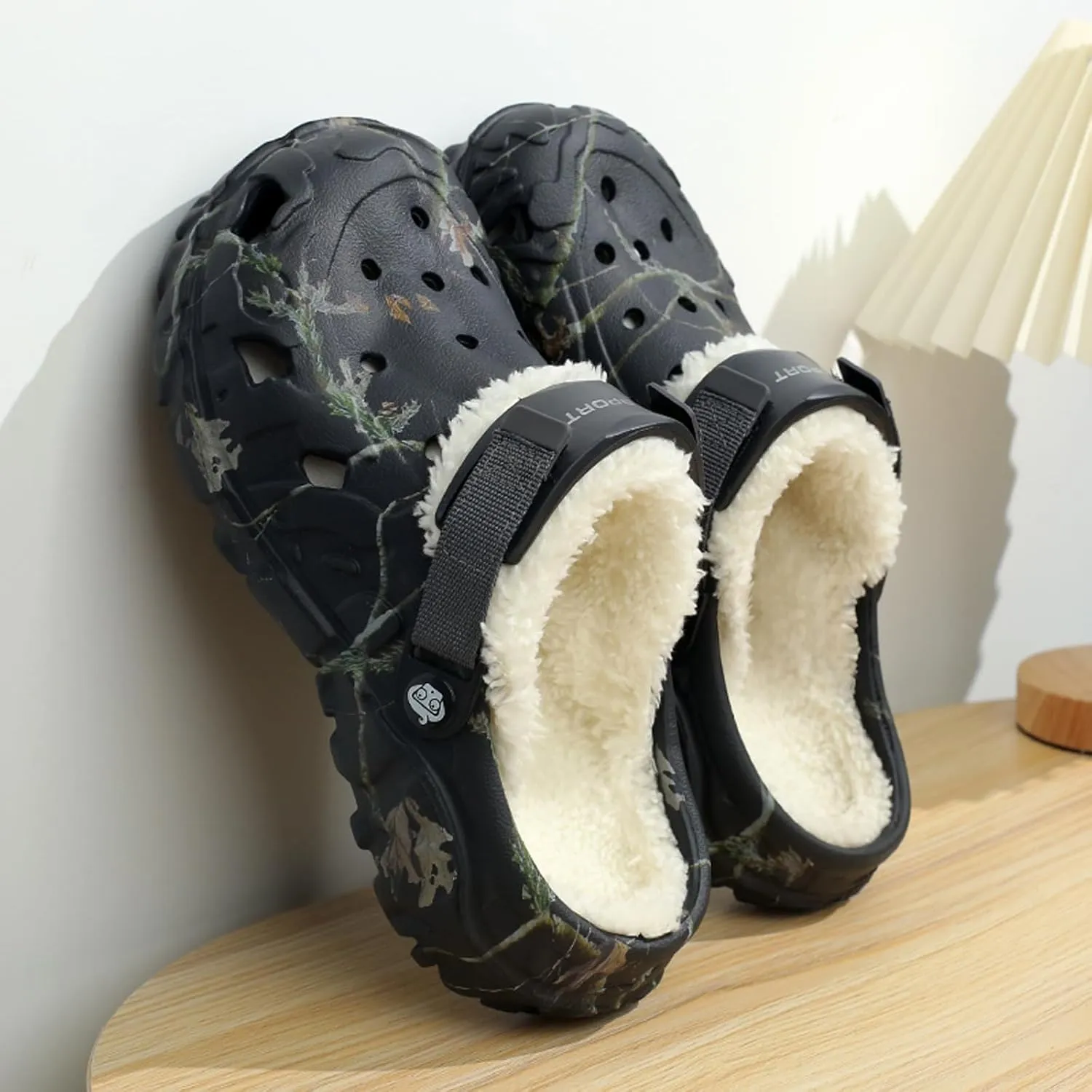 Mens Fur Lined Garden Clogs: Warm Fuzzy Indoor - Winter Indoor Outdoor House Slippers