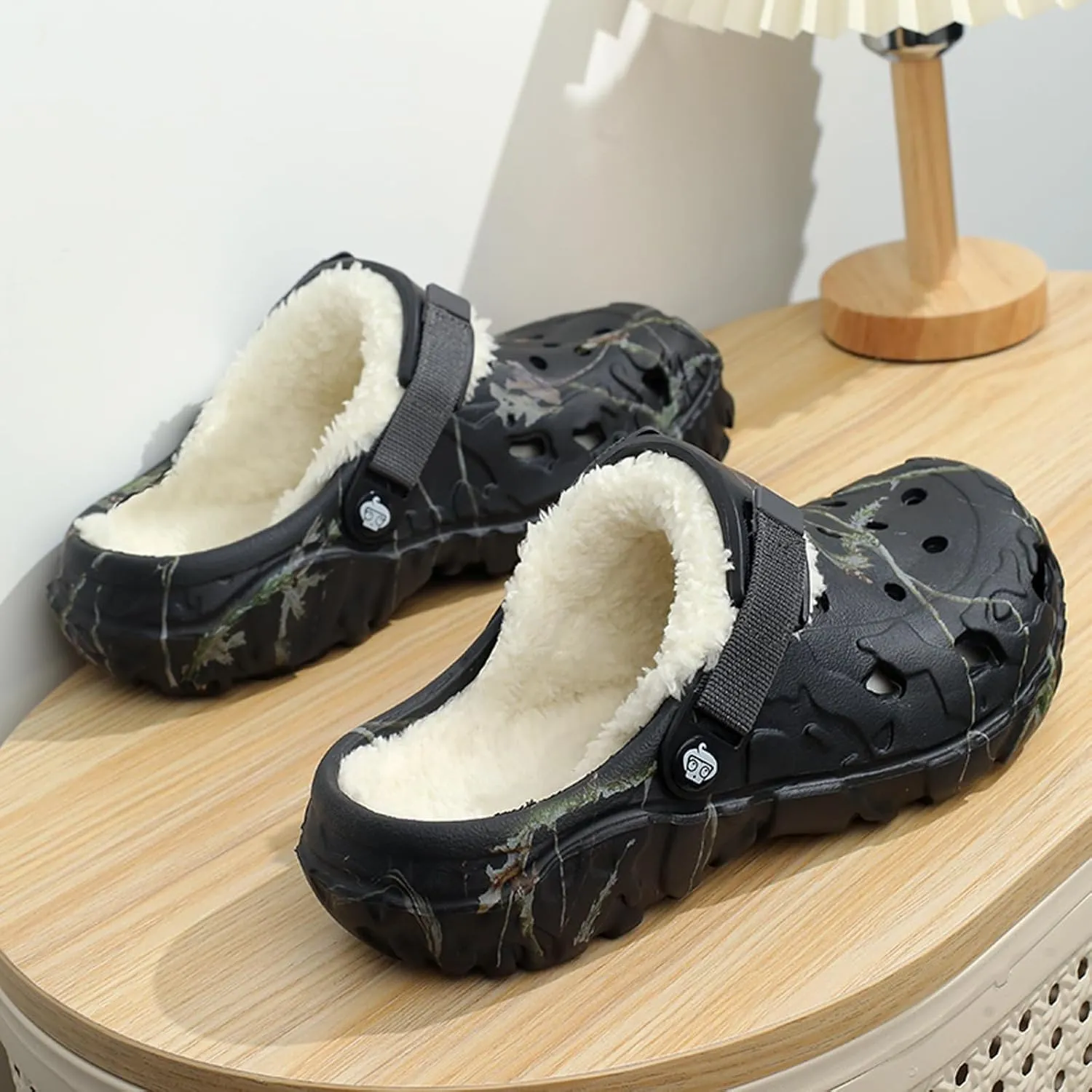 Mens Fur Lined Garden Clogs: Warm Fuzzy Indoor - Winter Indoor Outdoor House Slippers