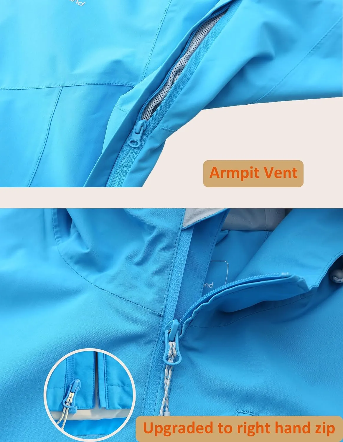 Mens Lightweight Hooded Waterproof Rain Jacket Breathable Raincoat Shell for Outdoor Mountain Hiking