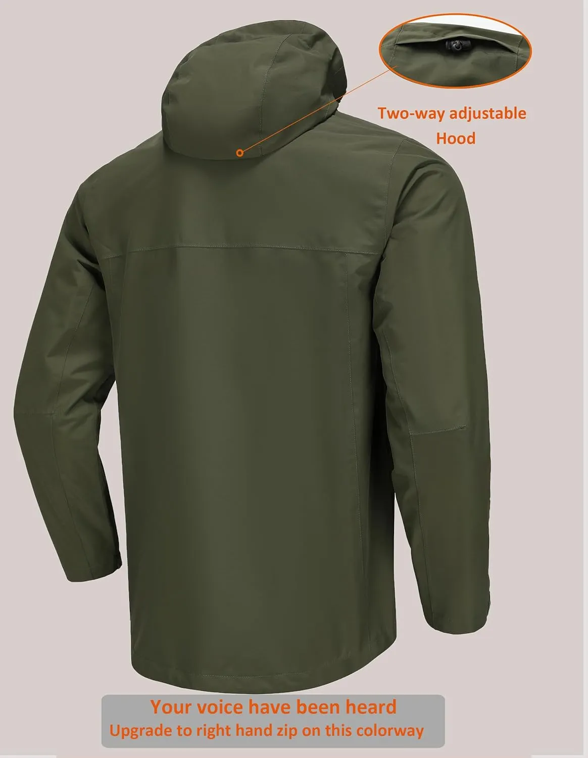 Mens Lightweight Hooded Waterproof Rain Jacket Breathable Raincoat Shell for Outdoor Mountain Hiking