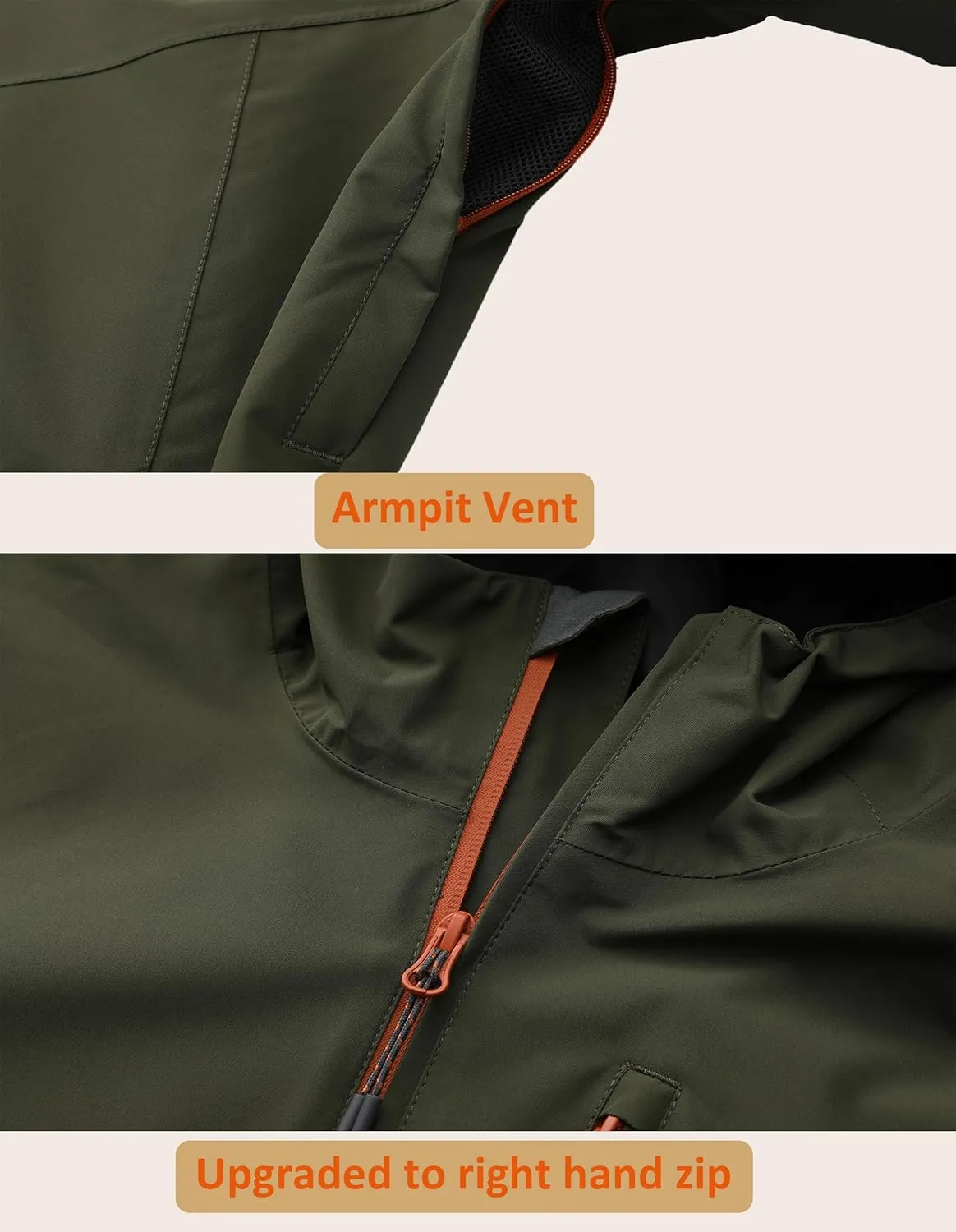 Mens Lightweight Hooded Waterproof Rain Jacket Breathable Raincoat Shell for Outdoor Mountain Hiking