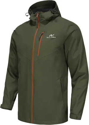 Mens Lightweight Hooded Waterproof Rain Jacket Breathable Raincoat Shell for Outdoor Mountain Hiking