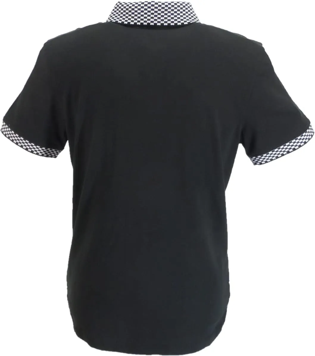 Mens Pinstripe Short Sleeve Contrast Collar Polo Shirt - Navy/White