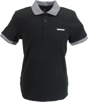 Mens Pinstripe Short Sleeve Contrast Collar Polo Shirt - Navy/White