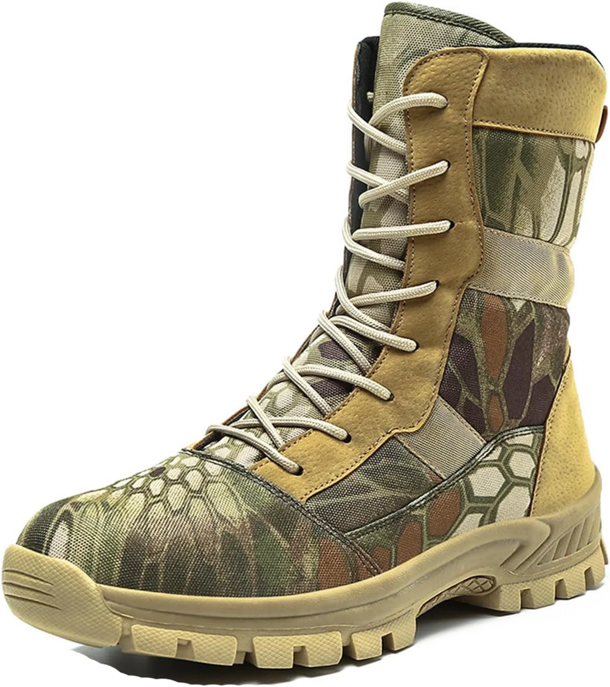 Men's Waterproof Hiking Boots Platform Round toe Lace-up Non-slip Camping Trail High Combat Boots Outdoor Desert Boots