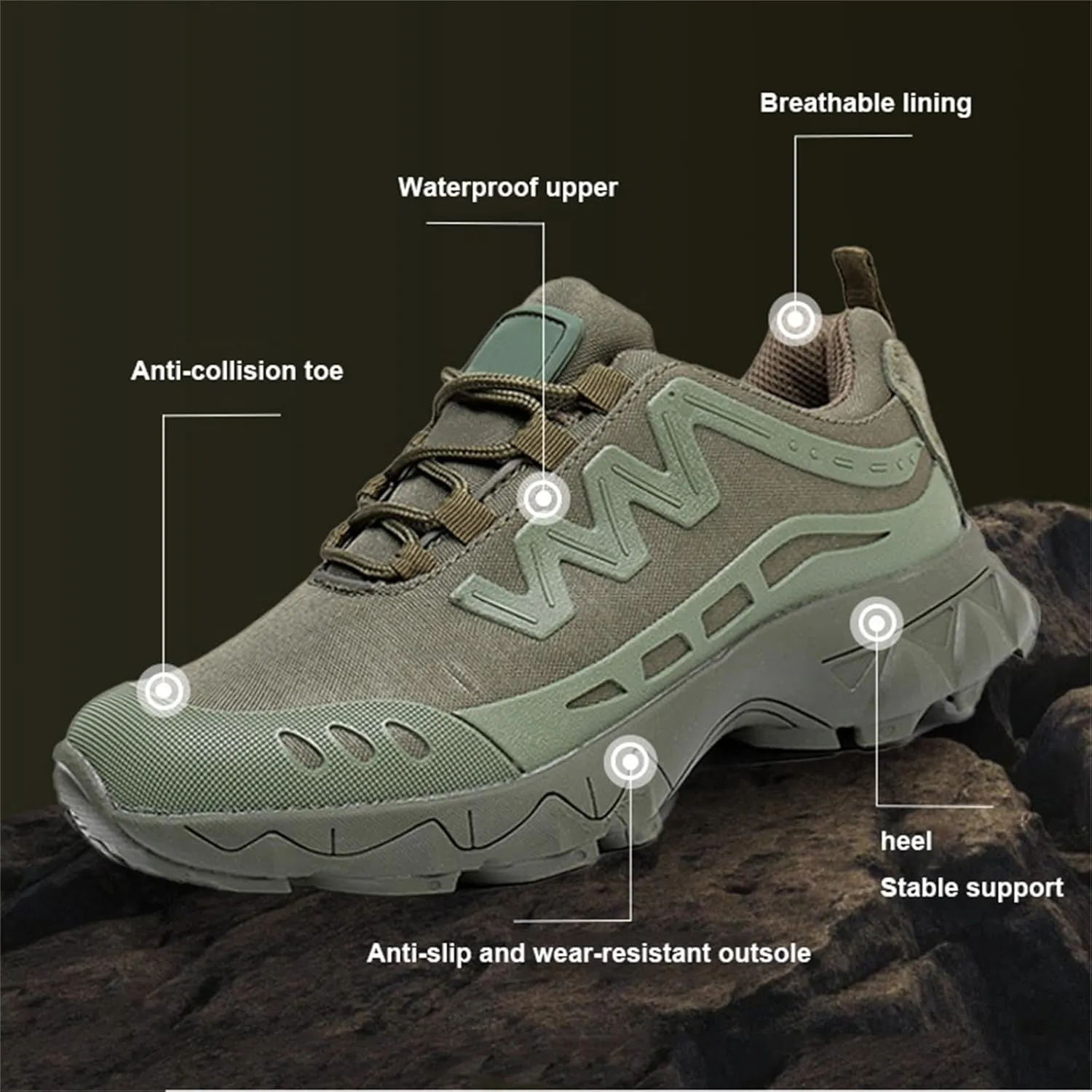 Men's Waterproof Hiking Boots,Military Tactical Boots for Men, Outdoor Lightweight Work Boots,Low Cut Training Shoes,Suit for Tactical, Military, Combat, Hunting, Motorcycle,Etc