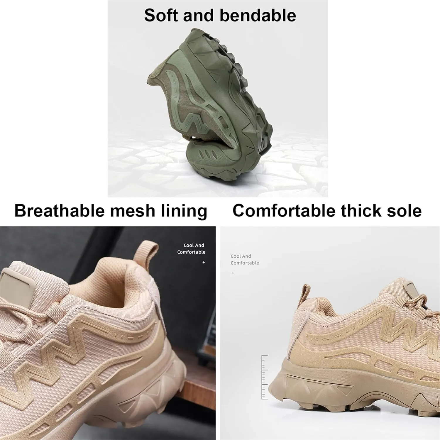 Men's Waterproof Hiking Boots,Military Tactical Boots for Men, Outdoor Lightweight Work Boots,Low Cut Training Shoes,Suit for Tactical, Military, Combat, Hunting, Motorcycle,Etc