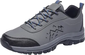 Men's Waterproof Hiking Shoes Comfortable Leather Low-Top Hiking Shoes for Outdoor Climbing Trekking Camping Walking with Arch Support Camping Travel Sneakers
