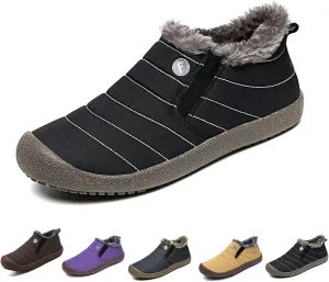 Men's Waterproof Warm Plush Lined Outdoor Snow Ankle Boots,Anti-Slip Slip-on Lightweight Winter Shoes