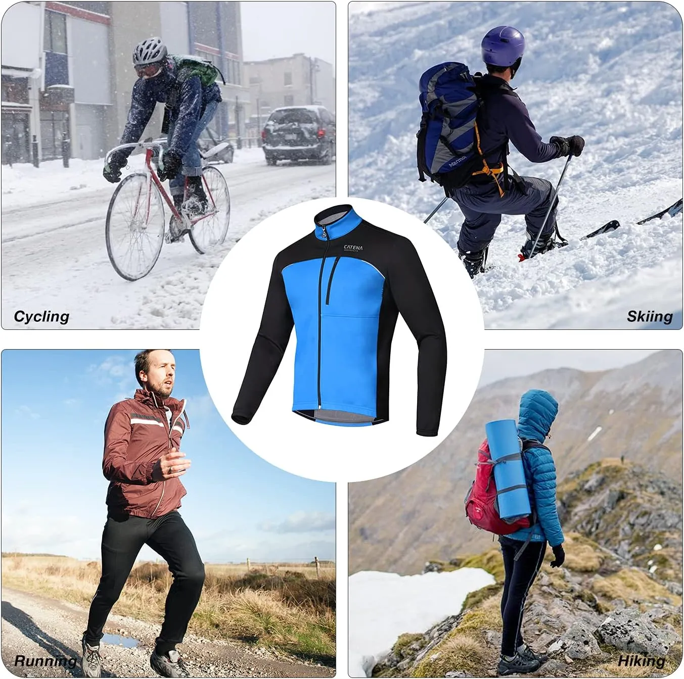 Men's Windproof Jacket Waterproof Breathable Hoodie Fleece Softshell Coat for Outdoors Running Cycling Hiking