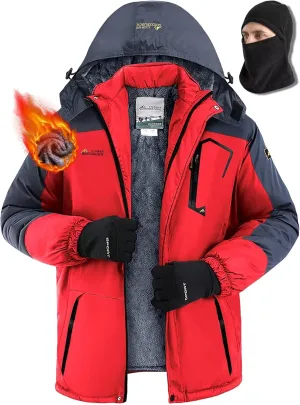 Men's Winter Coats,Fleece-Lined,With Fleece Balaclava,Waterproof&Windproof,Ski Snow Jackets