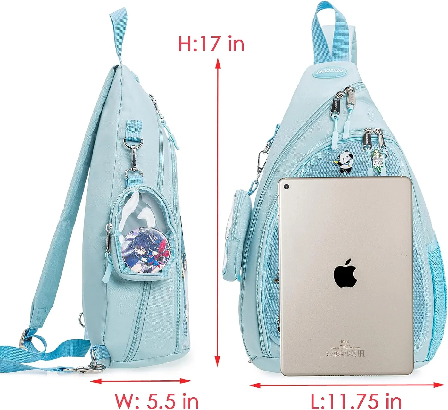 Mens Womens Oxford Ita Bag Pin Display Chest Pack Single Shoulder Bag Sport Backpack Packs Hiking Daypack