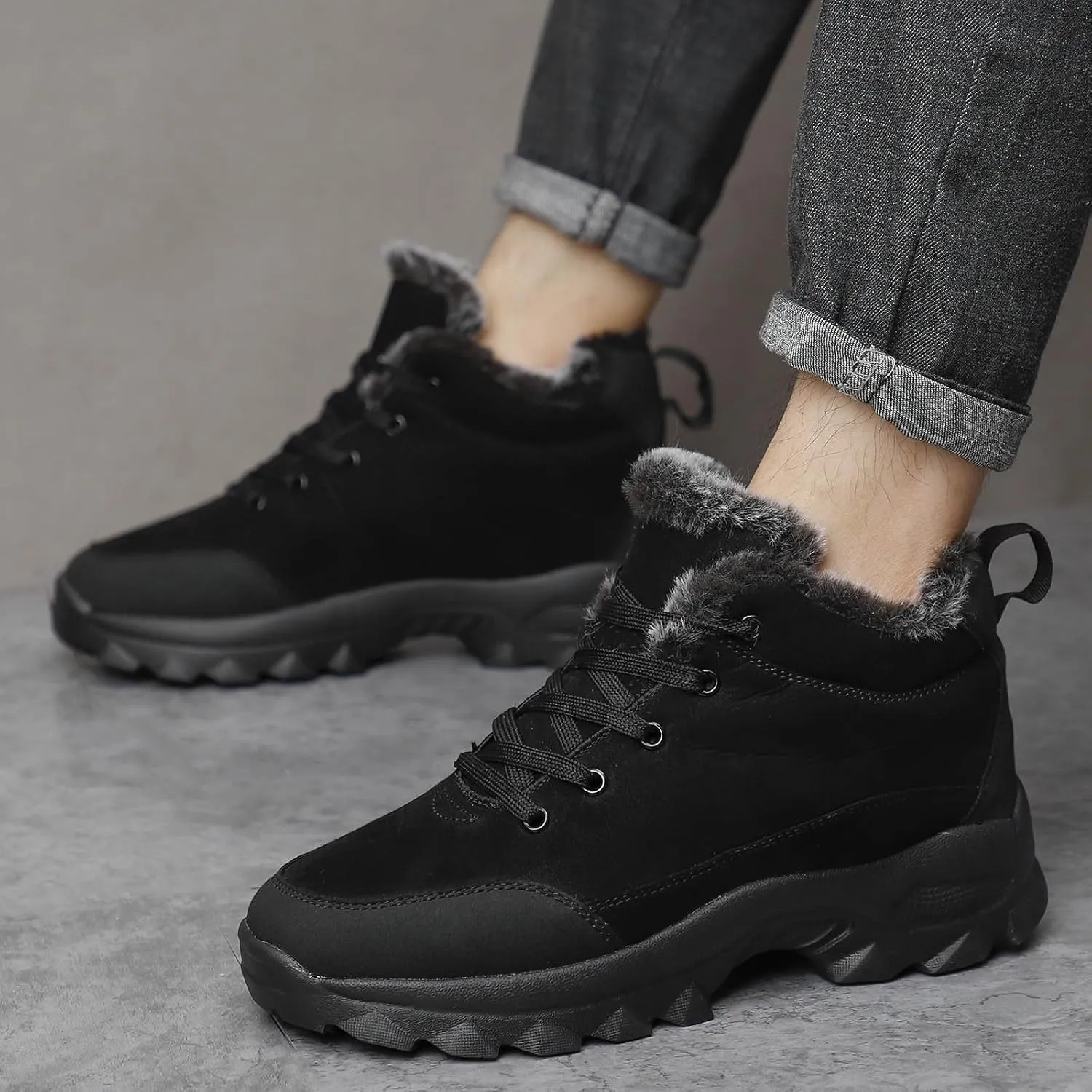 Men's Work Boots Waterproof Hiking Sneakers with Warm Fur Lining Women's Working Shoes Nonslip Non Slip Shoes Food Service Waterproof Hike Grounded Footwear