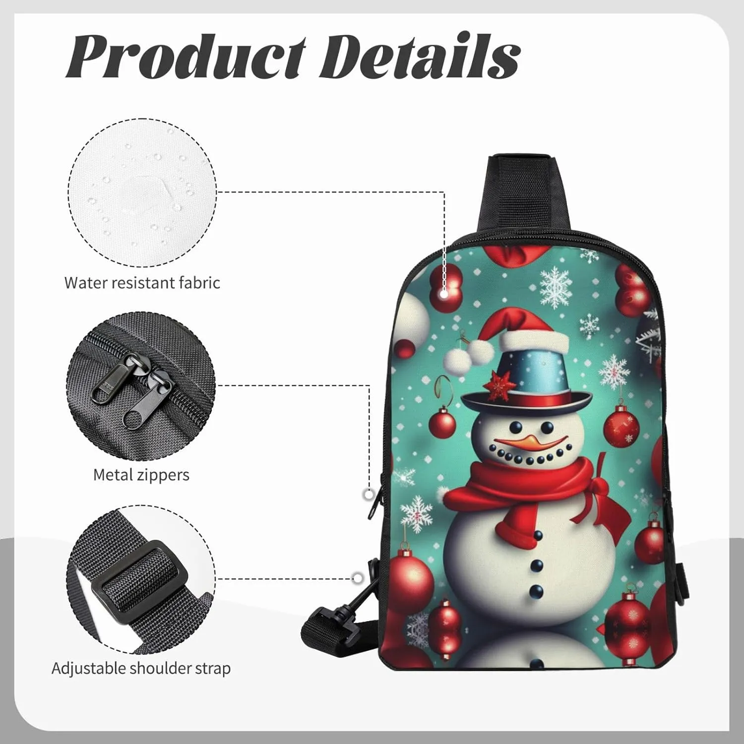 Merry Christmas Day Dual Pocket Chest Bag - Versatile Purse, Sling Purse - Ideal for Concerts, Sports, Travelling, & More