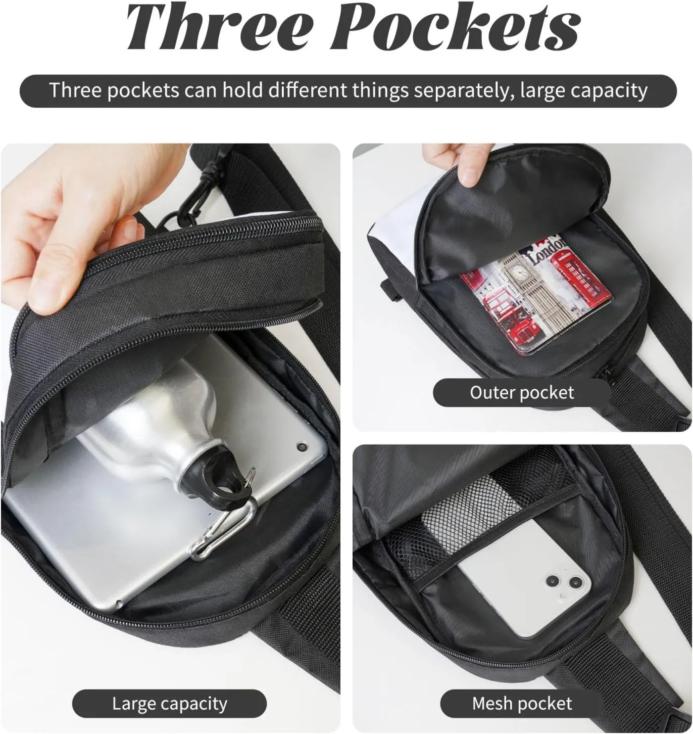 Merry Christmas Day Dual Pocket Chest Bag - Versatile Purse, Sling Purse - Ideal for Concerts, Sports, Travelling, & More